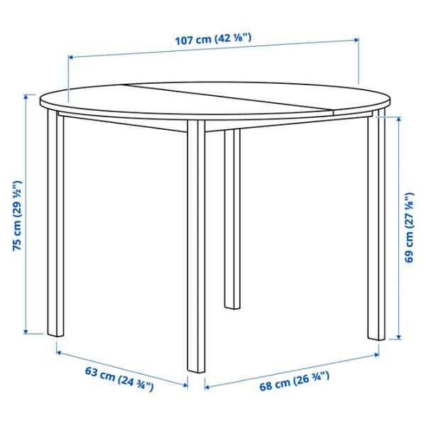 Кухонный стол зафиксированный Ikea Vihals ДСП/ Белый photo 5