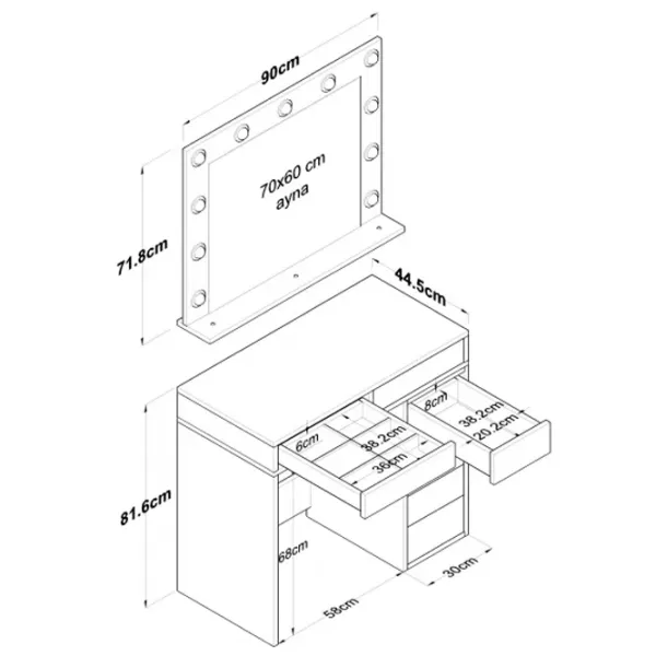Masă de toaletă Trendy BJ115 PAL / White photo 7