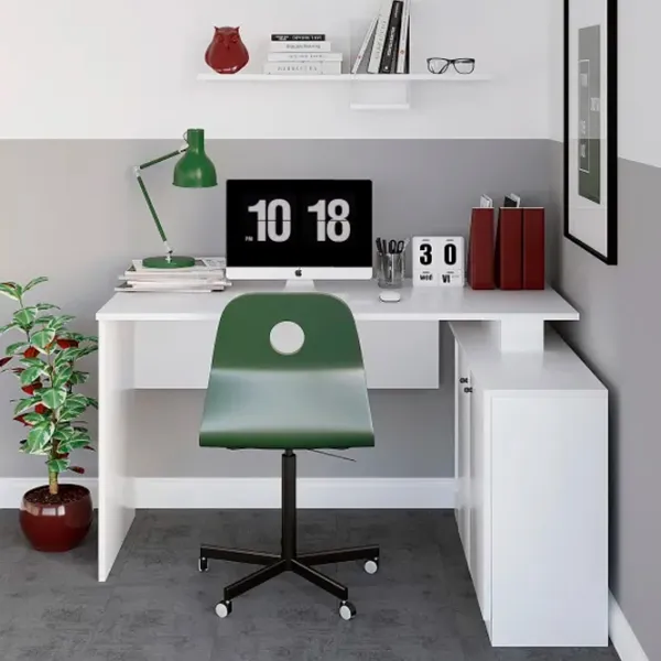 Masă de birou Trendy Basak PAL melaminat/ White photo 3