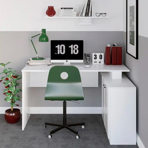 Masă de birou Trendy Basak PAL melaminat/ White photo 3
