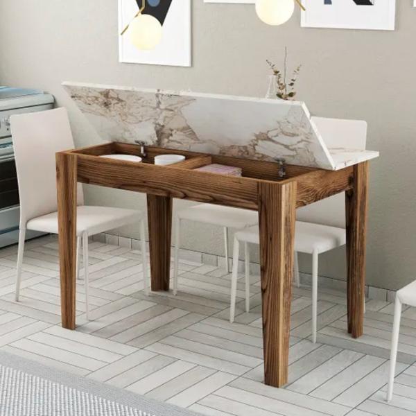 Masă de bucătărie fixă Trendy Kiev PAL/ Marmura White photo 4