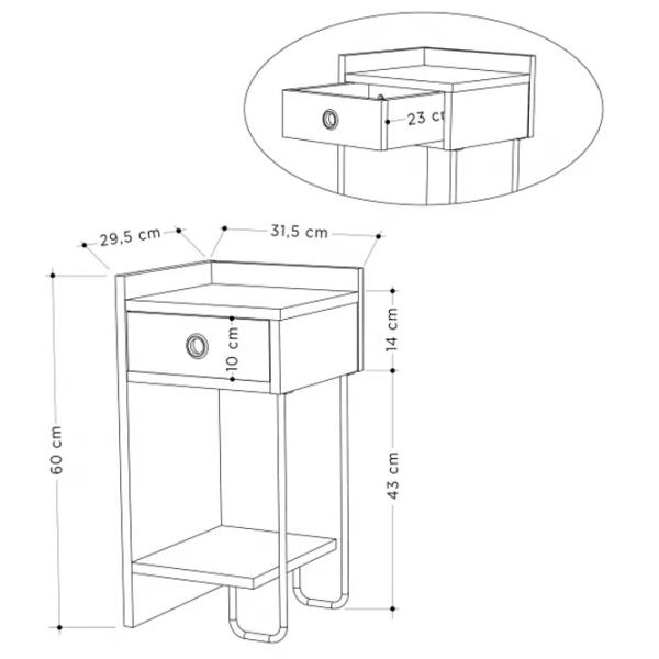 Тумбочки Trendy Sirius Left 61 x 32 x 30см / ЛДСП / Дуб Сонома photo 6