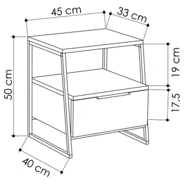 Noptiere Trendy Pal 50 x 45 x 40 / Metal / Black photo 5