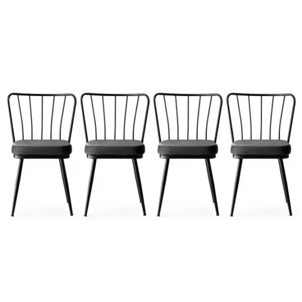 Set scaune de bucătarie Trendy Yildiz Catifea/ Dark Gray Black photo 1