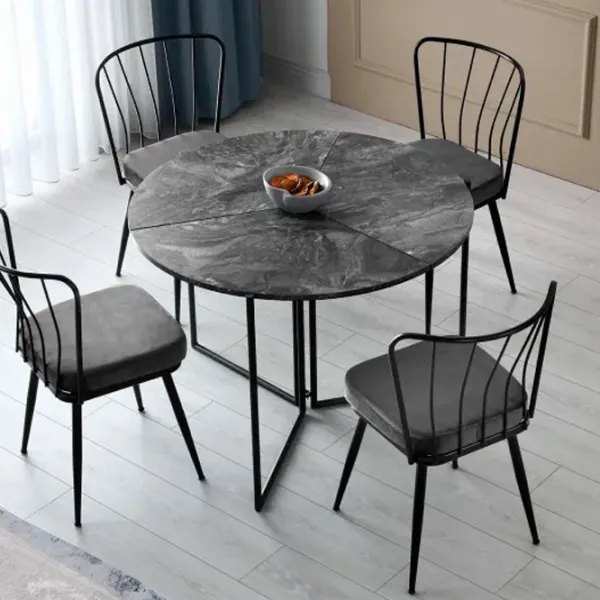Set scaune de bucătarie Trendy Yildiz Catifea/ Dark Gray Black photo 7