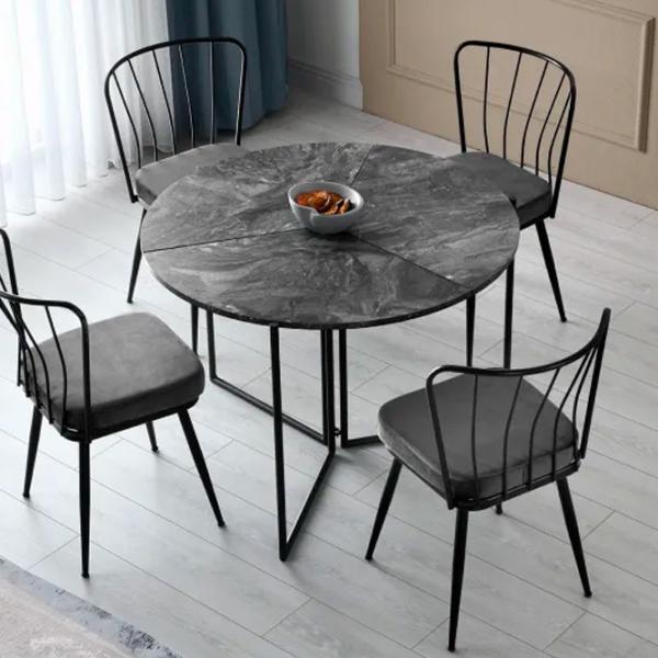 Set scaune de bucătarie Trendy Yildiz Catifea/ Dark Gray Black photo 7