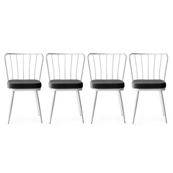 Set scaune de bucătarie Trendy Yildiz Catifea/ Gray White photo 1