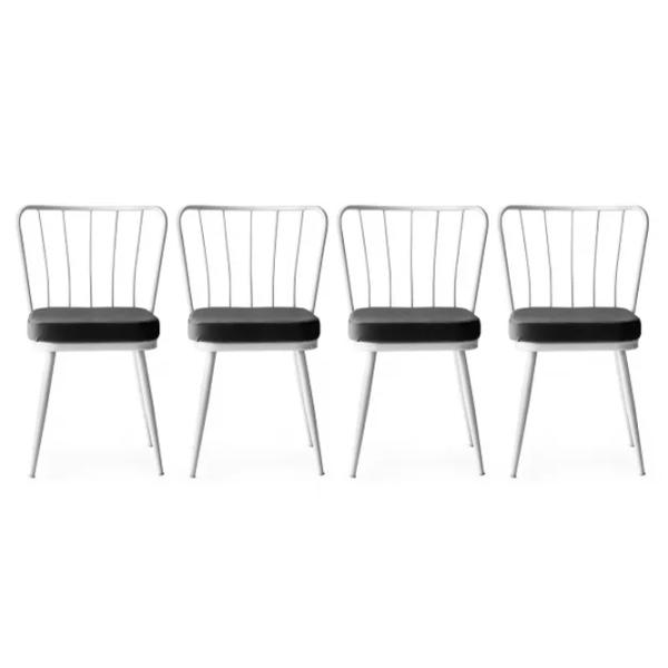 Set scaune de bucătarie Trendy Yildiz Catifea/ Gray White photo 1