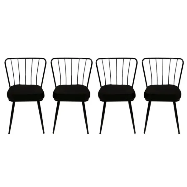 Set scaune de bucătarie Trendy Yildiz Catifea/ Black Black photo 1