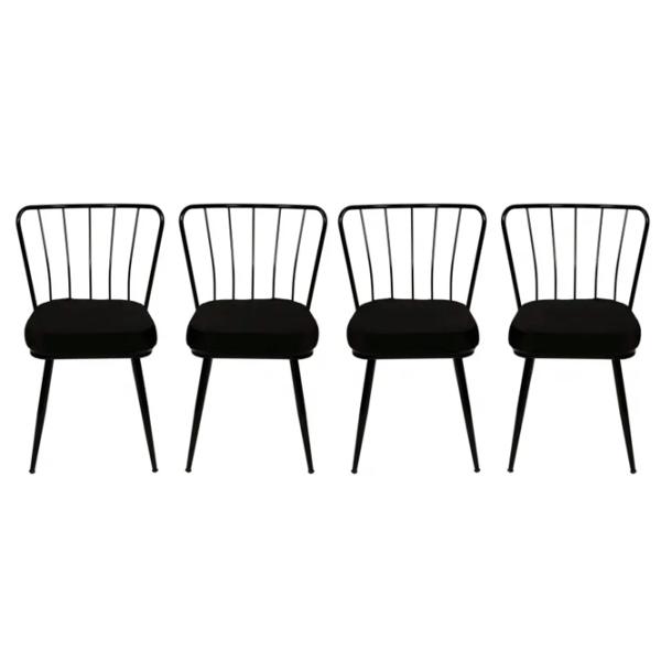 Set scaune de bucătarie Trendy Yildiz Catifea/ Black Black photo 1