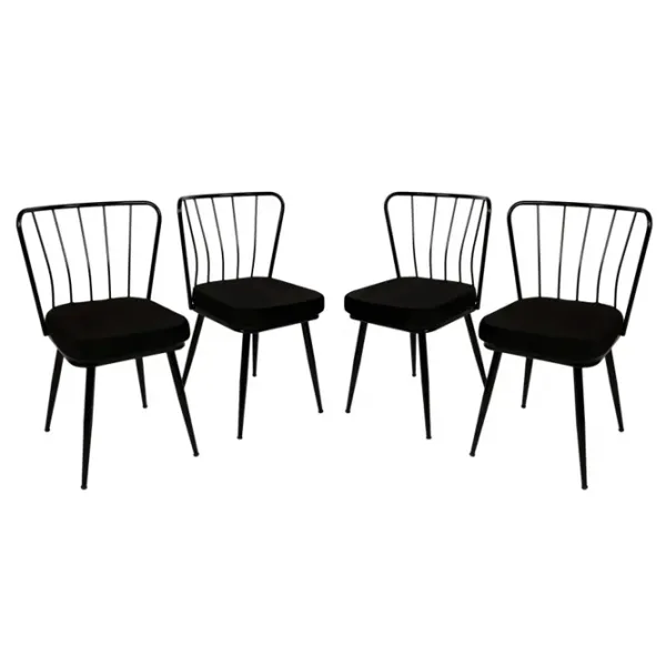 Set scaune de bucătarie Trendy Yildiz Catifea/ Black Black photo 2