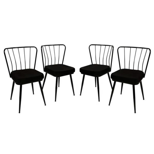 Set scaune de bucătarie Trendy Yildiz Catifea/ Black Black photo 2