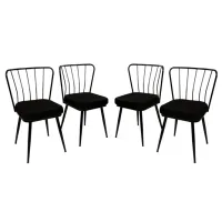 Set scaune de bucătarie Trendy Yildiz Catifea/ Black Black photo 2