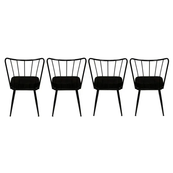 Set scaune de bucătarie Trendy Yildiz Catifea/ Black Black photo 3