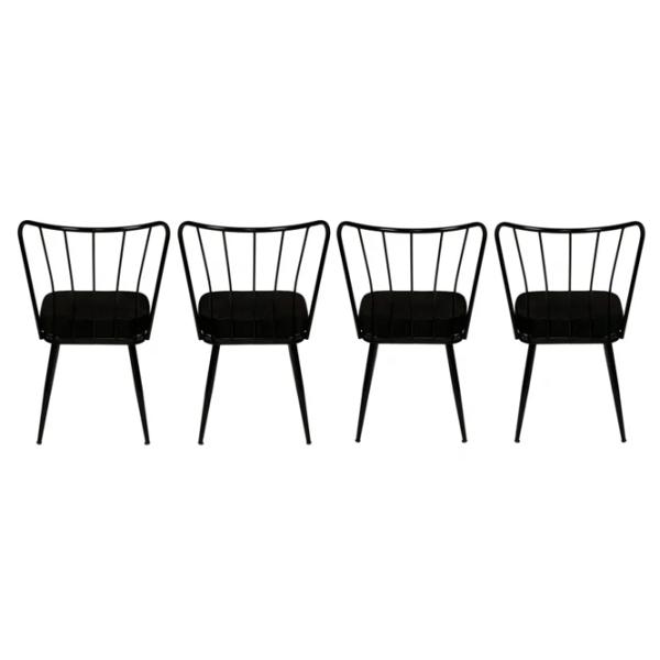 Set scaune de bucătarie Trendy Yildiz Catifea/ Black Black photo 3