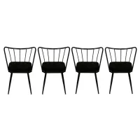 Set scaune de bucătarie Trendy Yildiz Catifea/ Black Black photo 3