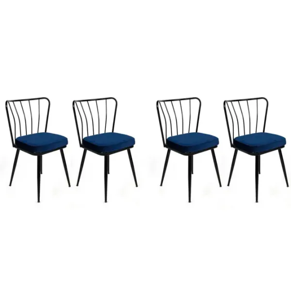 Set scaune de bucătarie Trendy Yildiz Catifea/ Blue Black photo 1