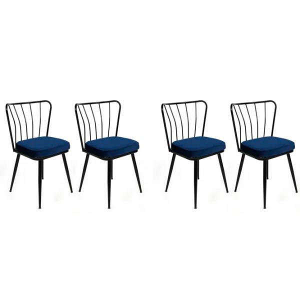 Set scaune de bucătarie Trendy Yildiz Catifea/ Blue Black photo 1