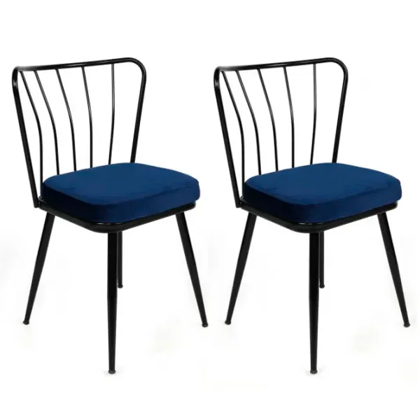 Set scaune de bucătarie Trendy Yildiz Catifea/ Blue Black photo 3