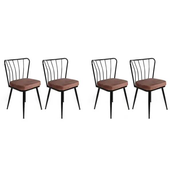 Set scaune de bucătarie Trendy Yildiz Catifea/ Bronze Black photo 1
