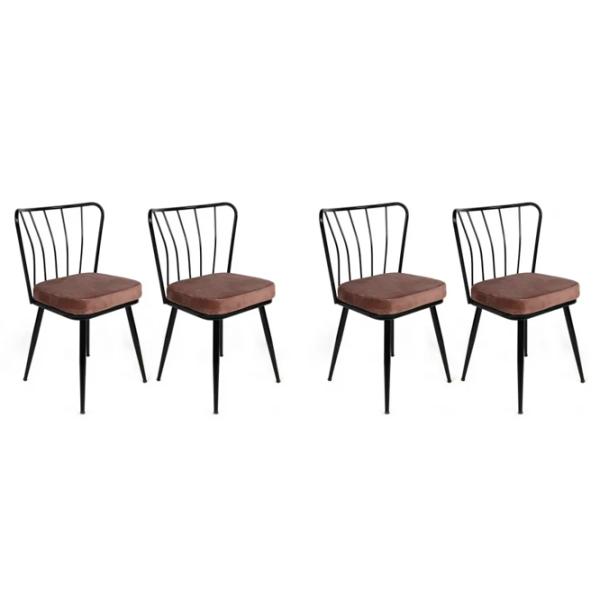Set scaune de bucătarie Trendy Yildiz Catifea/ Bronze Black photo 1