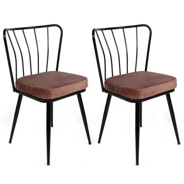 Set scaune de bucătarie Trendy Yildiz Catifea/ Bronze Black photo 2