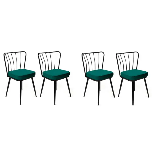 Set scaune de bucătarie Trendy Yildiz Catifea/ Green Black photo 1