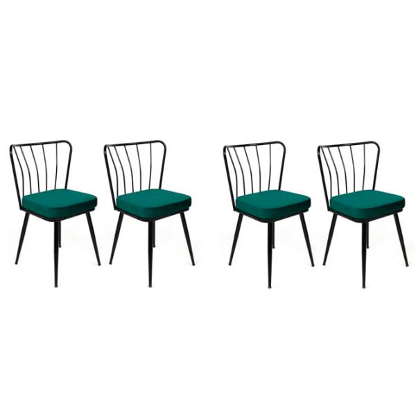 Set scaune de bucătarie Trendy Yildiz Catifea/ Green Black photo 1