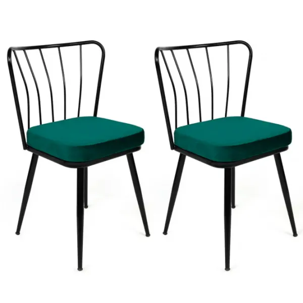 Set scaune de bucătarie Trendy Yildiz Catifea/ Green Black photo 2