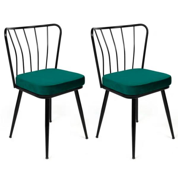 Set scaune de bucătarie Trendy Yildiz Catifea/ Green Black photo 2