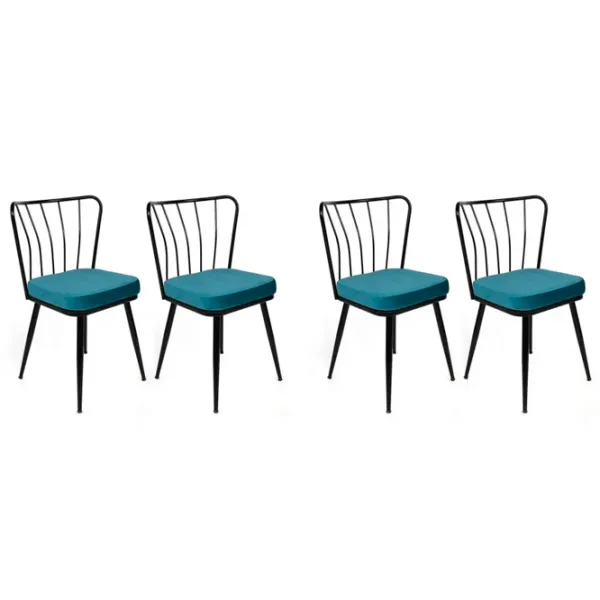 Set scaune de bucătarie Trendy Yildiz Catifea/ Blue Black photo 1