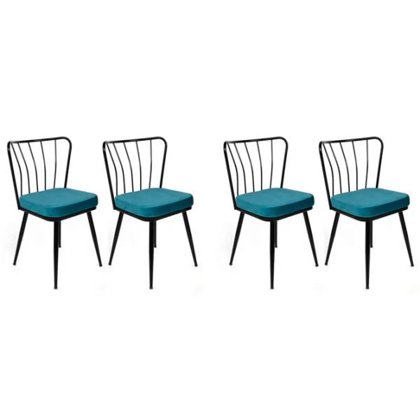 Set scaune de bucătarie Trendy Yildiz Catifea/ Blue Black photo 1