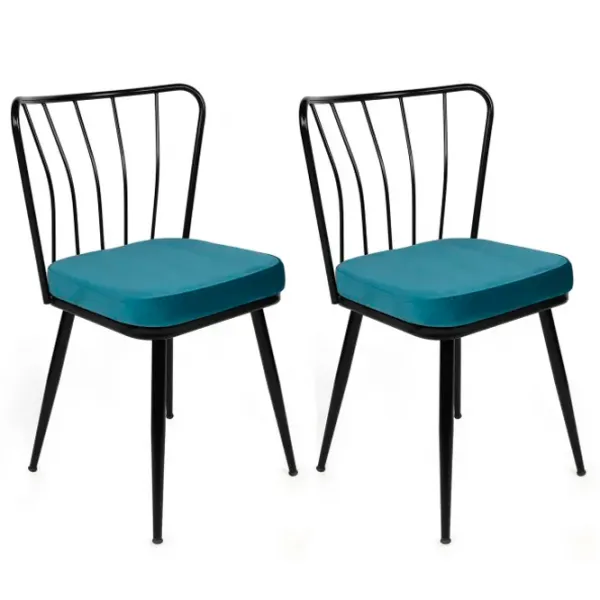 Set scaune de bucătarie Trendy Yildiz Catifea/ Blue Black photo 2