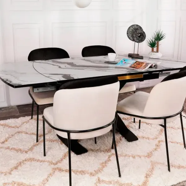 Set scaune de bucătarie Trendy Dore Catifea/ Beige Black photo 8
