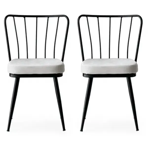 Set scaune de bucătarie Trendy Yildiz Catifea/ White Black photo 1