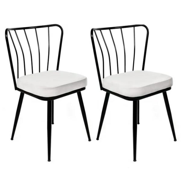 Set scaune de bucătarie Trendy Yildiz Catifea/ White Black photo 2