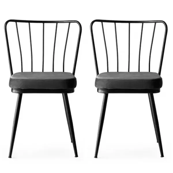 Set scaune de bucătarie Trendy Yildiz Catifea/ Dark Gray Black photo 1
