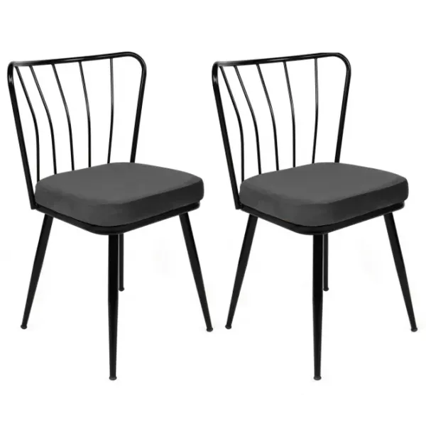 Set scaune de bucătarie Trendy Yildiz Catifea/ Dark Gray Black photo 2