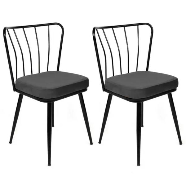 Set scaune de bucătarie Trendy Yildiz Catifea/ Dark Gray Black photo 2