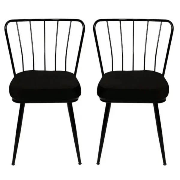 Set scaune de bucătarie Trendy Yildiz Catifea/ Black Black photo 1