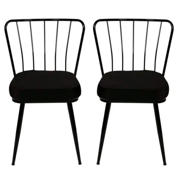 Set scaune de bucătarie Trendy Yildiz Catifea/ Black Black photo 1