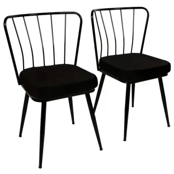 Set scaune de bucătarie Trendy Yildiz Catifea/ Black Black photo 2