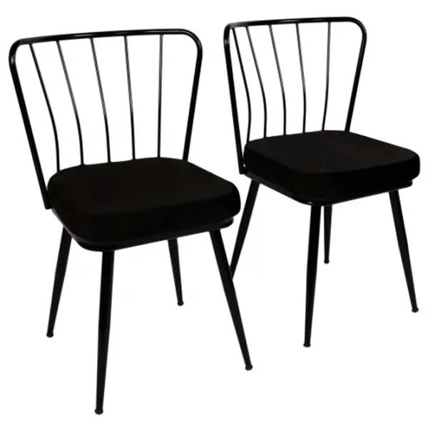 Set scaune de bucătarie Trendy Yildiz Catifea/ Black Black photo 2