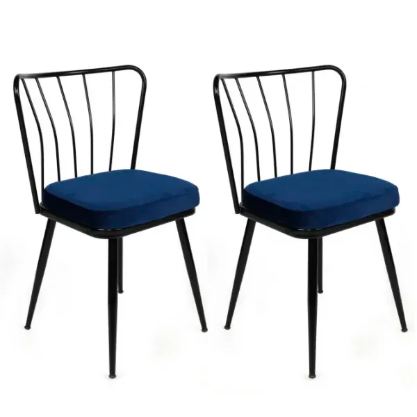 Set scaune de bucătarie Trendy Yildiz Catifea/ Blue Black photo 1