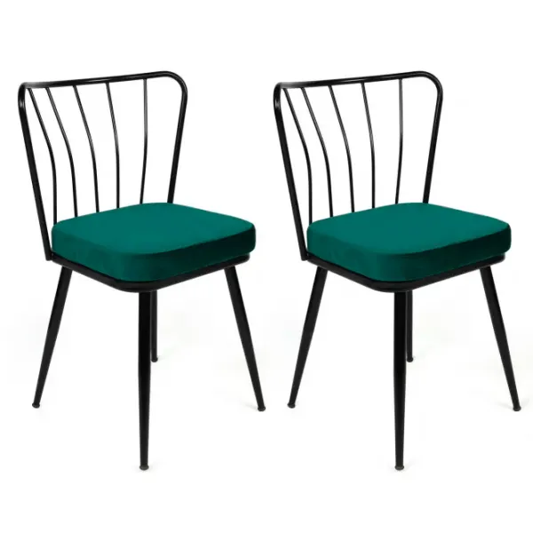 Set scaune de bucătarie Trendy Yildiz Catifea/ Green Black photo 1