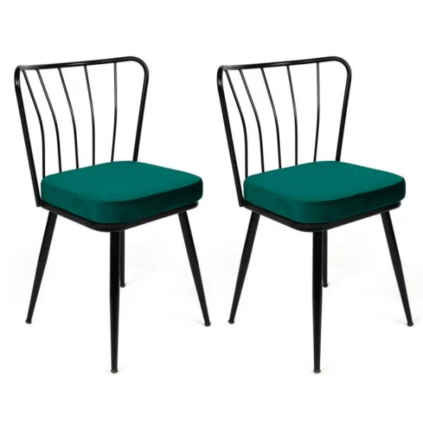 Set scaune de bucătarie Trendy Yildiz Catifea/ Green Black photo 1