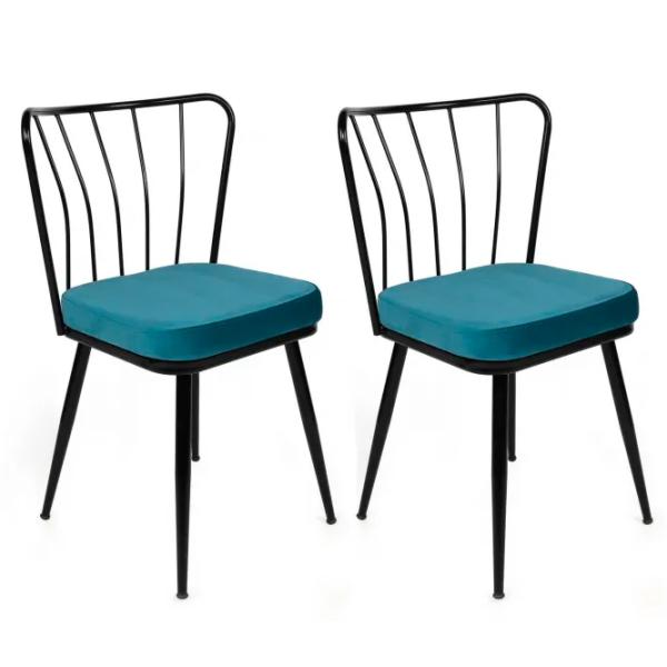 Set scaune de bucătarie Trendy Yildiz Catifea/ Blue Black photo 1