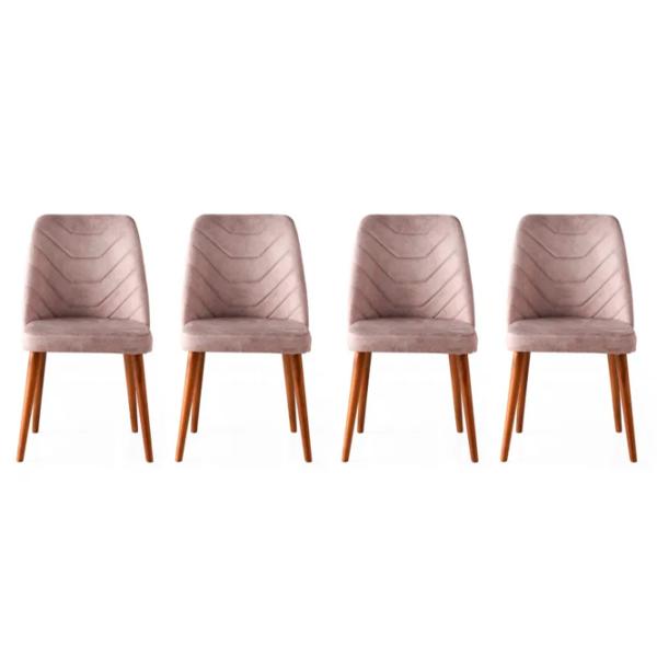Set scaune de bucătarie Trendy Dallas Catifea/ Beige Stejar sonoma photo 1