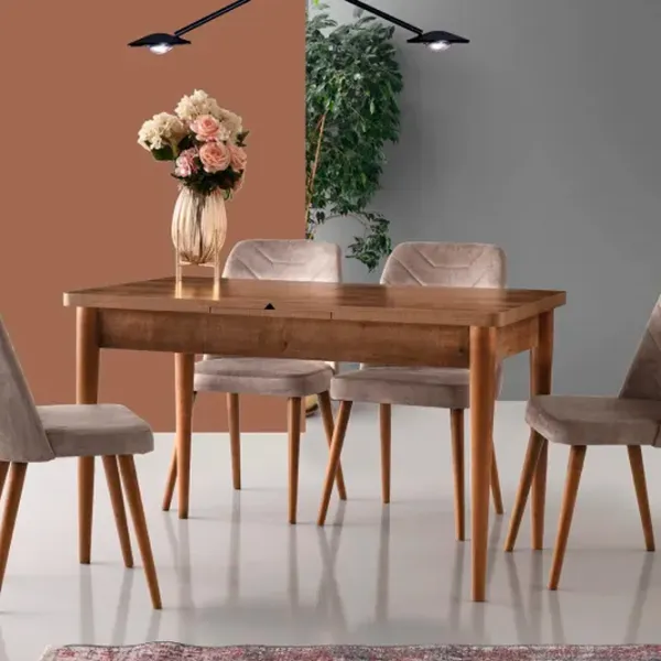 Set scaune de bucătarie Trendy Dallas Catifea/ Beige Stejar sonoma photo 3