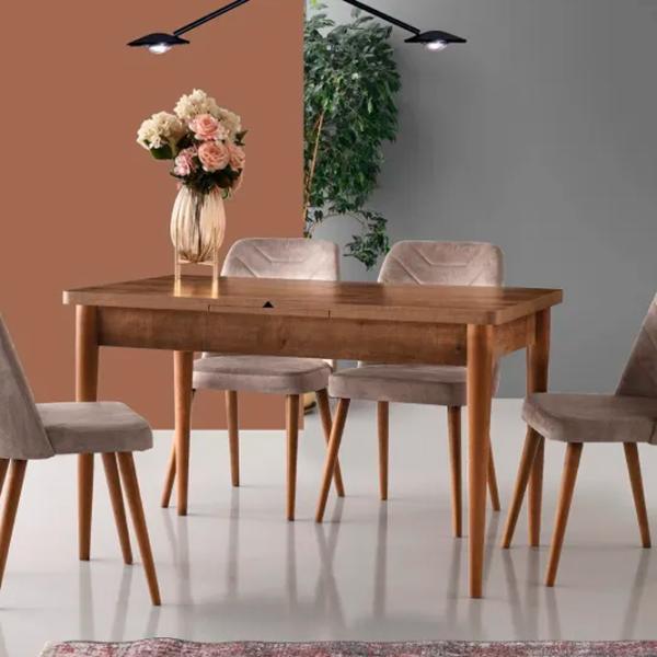 Set scaune de bucătarie Trendy Dallas Catifea/ Beige Stejar sonoma photo 3